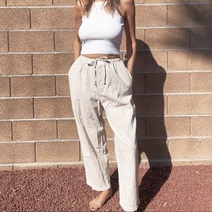 Linen Blend Stripe Pants